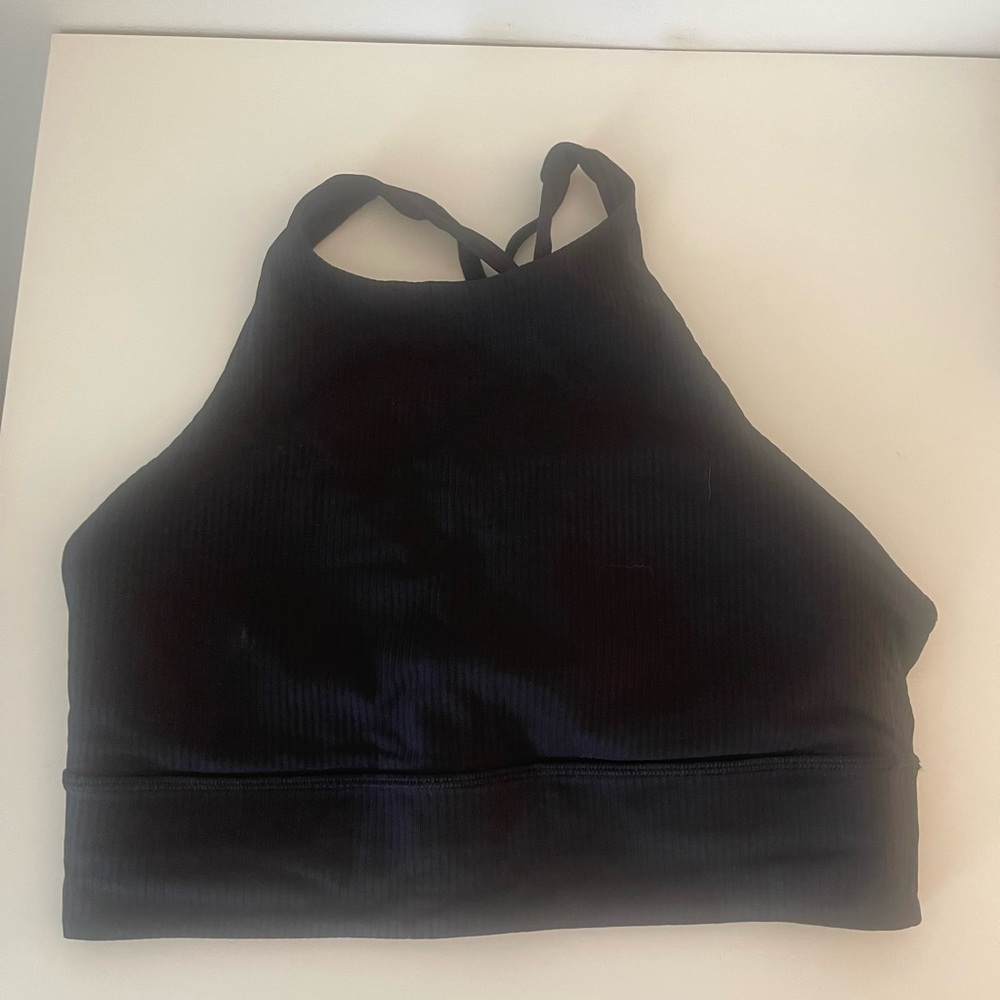 Lululemon Energy Bra High Neck Longline, Ribbed - Size 8